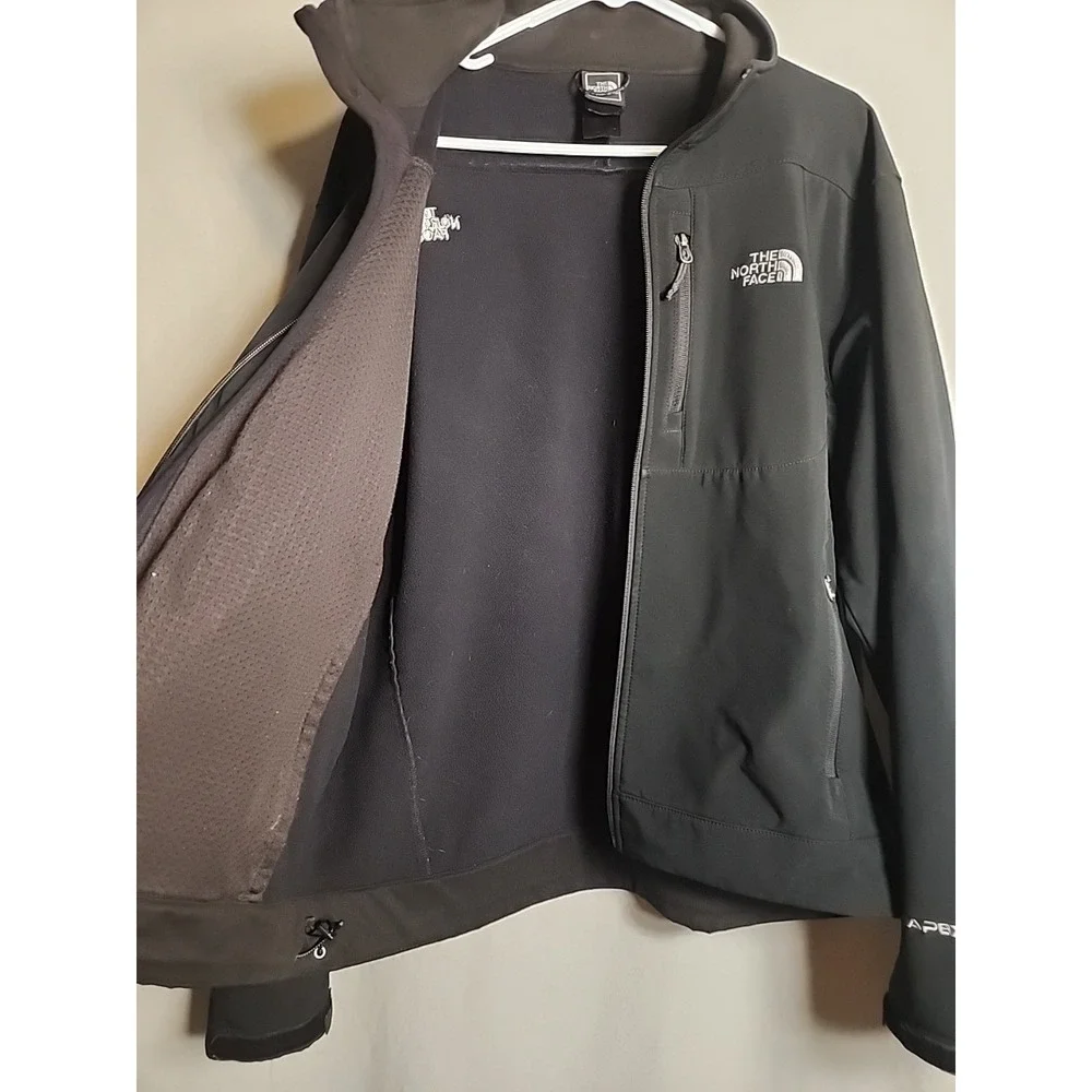 The North Face Apex Bionic Mens Large Black Softshell Windproof Jacket Fleece L